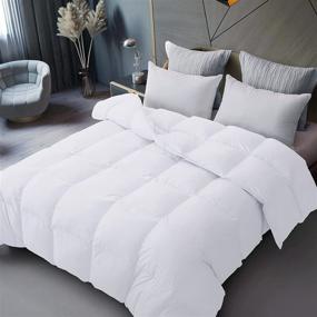 img 4 attached to 🛏️ Luxurious All Season Queen Size Goose Down Comforter by Saisier – 1200TC Ultra-Soft 100% Egyptian Cotton, Box Stitched with 8 Duvet Loops, Lightweight 750+ Fill Power White – Measures 90x90 Inches