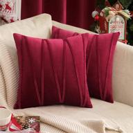 🍷 miulee pack of 2 wine red christmas boho velvet throw pillow covers - 18x18 inch, soft & decorative outdoor cushion covers for couch bed sofa логотип