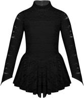 👗 chictry girls floral lace figure skating dress with long sleeve for gymnastics and dance логотип