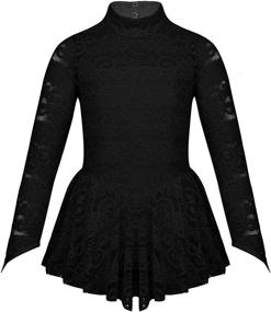 img 4 attached to 👗 CHICTRY Girls Floral Lace Figure Skating Dress with Long Sleeve for Gymnastics and Dance