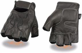 img 1 attached to 🧤 High-Quality Milwaukee Men's XL Regular Black Flames Fingerless Leather Motorcycle Riding Gloves