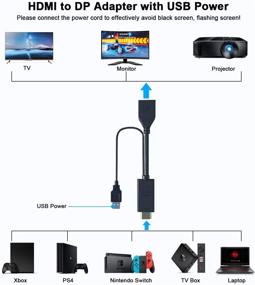 img 3 attached to 🔌 Адаптер HDMI к DisplayPort 4K 60 Гц от Koopman - активный кабель конвертер HDMI 2.0 в DP для Xbox, PS4. Поддержка видеовыхода 1080P 144 Гц.