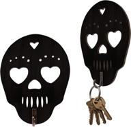 🔑 spooky charm to organize: skull key holder set - 2 gothic key hooks for wall - halloween gifts for skull enthusiasts - gothic home decor for bedroom or kitchen логотип