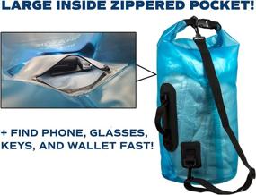 img 2 attached to 🌊 SandShark Premium Waterproof Dry Bag - Transparent 10 & 20 Liter Floating Sack with Large Pocket - Ideal for Boating, Beach, and Watersports - Side & Shoulder Strap - Roll Top for Ultimate Gear Dryness