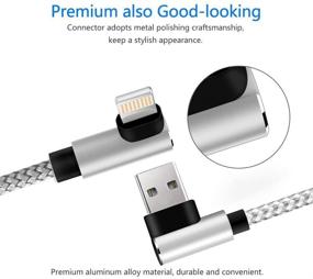 img 2 attached to MFi Certified Fast Charging Cable 90 Degree Angle [Aramid Fiber & Double Braided Nylon] Compatible with Phone Charger Xs/XS Max/XR/8/8 Plus/7 Plus/7/6 Plus/6/5S/5/Pad (Silver, 6ft)