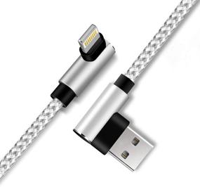 img 3 attached to MFi Certified Fast Charging Cable 90 Degree Angle [Aramid Fiber & Double Braided Nylon] Compatible with Phone Charger Xs/XS Max/XR/8/8 Plus/7 Plus/7/6 Plus/6/5S/5/Pad (Silver, 6ft)