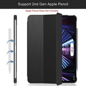 img 1 attached to 📱 Soke New iPad Pro 11 Case 2021(3rd Gen) - Slim Trifold Stand + Apple Pencil 2 Charging + Auto Wake/Sleep, Premium Hard PC Back Cover for iPad Pro 11 inch (Black)