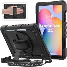 img 4 attached to 📱 Samsung Tab S6 Lite 10.4 Inch 2020 Case - Heavy Duty Shockproof Case with 360° Rotating Stand/Hand Strap, Screen Protector, Shoulder Strap, S Pen Holder - Galaxy S6 Lite SM-P610/P615, Black