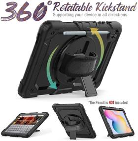 img 3 attached to 📱 Samsung Tab S6 Lite 10.4 Inch 2020 Case - Heavy Duty Shockproof Case with 360° Rotating Stand/Hand Strap, Screen Protector, Shoulder Strap, S Pen Holder - Galaxy S6 Lite SM-P610/P615, Black