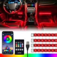 полоса светодиодных автомобильных интерьерных ламп xprite rgb с bluetooth и беспроводным пультом дистанционного управления - улучшенный дизайн с силиконовым уплотнением | набор напольного подсветки под панелью и в подножье салона с usb-кабелем | универсальная подходит для автомобильных салонов, джипов, грузовиков - 4 шт. логотип