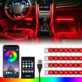 img 4 attached to Полоса светодиодных автомобильных интерьерных ламп Xprite RGB с Bluetooth и беспроводным пультом дистанционного управления - улучшенный дизайн с силиконовым уплотнением | Набор напольного подсветки под панелью и в подножье салона с USB-кабелем | Универсальная подходит для автомобильных салонов, джипов, грузовиков - 4 шт.