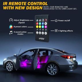 img 1 attached to Полоса светодиодных автомобильных интерьерных ламп Xprite RGB с Bluetooth и беспроводным пультом дистанционного управления - улучшенный дизайн с силиконовым уплотнением | Набор напольного подсветки под панелью и в подножье салона с USB-кабелем | Универсальная подходит для автомобильных салонов, джипов, грузовиков - 4 шт.