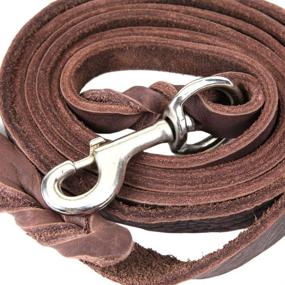 img 1 attached to 🐶 Petroad Heavy Duty Brown Leather Dog Leash - 6ft Training Lead for Large Dogs (Brown)