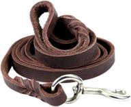 🐶 petroad heavy duty brown leather dog leash - 6ft training lead for large dogs (brown) logo