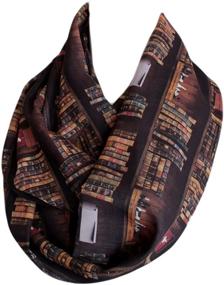 img 2 attached to 📚 Etwoa's Large Brown Bookshelf Infinity Scarf - A Timeless Circle Loop Scarf