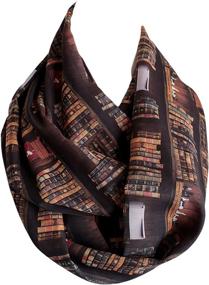 img 3 attached to 📚 Etwoa's Large Brown Bookshelf Infinity Scarf - A Timeless Circle Loop Scarf