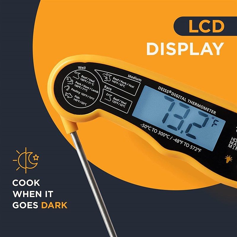 DEISS Pro Ultra Fast Digital Meat & Cooking Waterproof Thermometer with  Backlight Display & Reviews