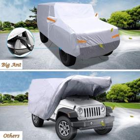 img 1 attached to 🚙 Big Ant Car Cover for Wrangler 2 Door SUV - All Weather Protection, 100% Waterproof, Custom Fit 1987-2021 Wrangler CJ, YJ, TJ & JK with Driver Door Zipper - Gray