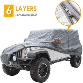 img 4 attached to 🚙 Big Ant Car Cover for Wrangler 2 Door SUV - All Weather Protection, 100% Waterproof, Custom Fit 1987-2021 Wrangler CJ, YJ, TJ & JK with Driver Door Zipper - Gray