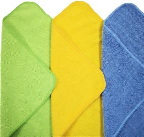 img 3 attached to 🧼 24 Pack of Polyte Microfiber Cleaning Cloths, 12 x 16 in, in Blue, Green, and Yellow