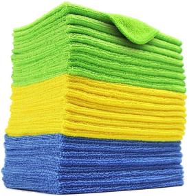 img 4 attached to 🧼 24 Pack of Polyte Microfiber Cleaning Cloths, 12 x 16 in, in Blue, Green, and Yellow