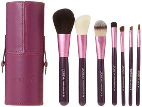 img 1 attached to 💄 ZOREYA 7-Piece Professional Makeup Brush Set with Premium Synthetic Fiber in Luxurious Purple Cone Case