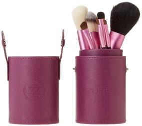 img 2 attached to 💄 ZOREYA 7-Piece Professional Makeup Brush Set with Premium Synthetic Fiber in Luxurious Purple Cone Case