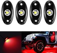 🔴 yaeccc 4-pack красных led фонариков rock lights - водонепроницаемые подсветки для кузова, освещающие трассы для автомобиля, грузовика, квадроцикла, мотовездехода, внедорожника, лодки. логотип