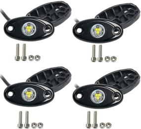 img 3 attached to 🔴 YaeCCC 4-Pack Красных LED фонариков Rock Lights - Водонепроницаемые подсветки для кузова, освещающие трассы для автомобиля, грузовика, квадроцикла, мотовездехода, внедорожника, лодки.