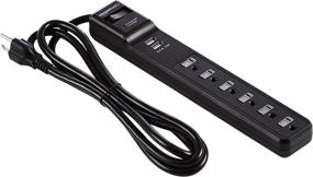 img 3 attached to 🔌 Power up Safely with Amazon Basics 6-Outlet Surge Protector Power Strip - 1000 Joule, Black, including 2 USB Ports