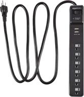 🔌 power up safely with amazon basics 6-outlet surge protector power strip - 1000 joule, black, including 2 usb ports logo