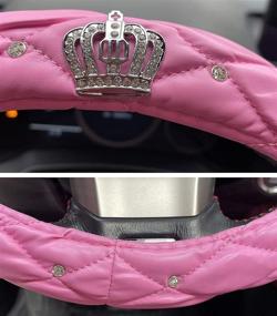 img 2 attached to 👑 Fangfei Crown Car Steering Wheel Cover with Bling Diamond for Girls &amp; Women - Cute and Pink, Made of Natural Latex, Non-Toxic and Odorless for Safe Driving (Pink - Diamonds)