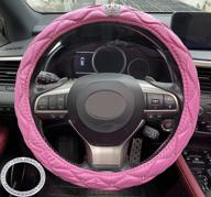 👑 fangfei crown car steering wheel cover with bling diamond for girls &amp; women - cute and pink, made of natural latex, non-toxic and odorless for safe driving (pink - diamonds) logo