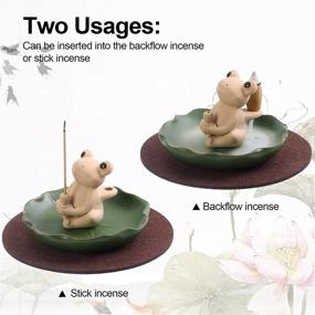 img 3 attached to 🐸 Handmade Ceramic Frog Incense Stick Burner with Lotus Holder - Includes 30 Incense Sticks - Mini Cute Animal Aromatherapy Ornament for Home Decor