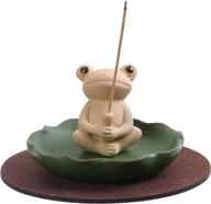 🐸 handmade ceramic frog incense stick burner with lotus holder - includes 30 incense sticks - mini cute animal aromatherapy ornament for home decor логотип