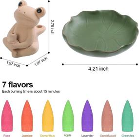 img 1 attached to 🐸 Handmade Ceramic Frog Incense Stick Burner with Lotus Holder - Includes 30 Incense Sticks - Mini Cute Animal Aromatherapy Ornament for Home Decor