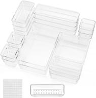 🗄 21-piece clear drawer organizers with non-slip silicone pads - plastic storage trays for makeup, bathroom, kitchen, office supplies, craft - 5 sizes desk drawer organizer логотип