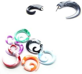 img 3 attached to 🌀 CrazyPiercing 12Pcs Acrylic Ear Gauge Spiral Earrings Studs - Stretcher Taper 20G - Fake Tapers for Piercing