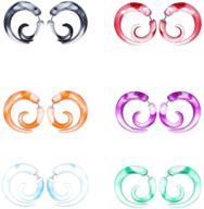 🌀 crazypiercing 12pcs acrylic ear gauge spiral earrings studs - stretcher taper 20g - fake tapers for piercing logo