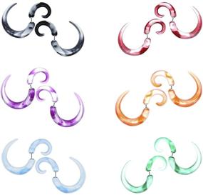 img 2 attached to 🌀 CrazyPiercing 12Pcs Acrylic Ear Gauge Spiral Earrings Studs - Stretcher Taper 20G - Fake Tapers for Piercing