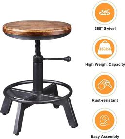 img 1 attached to BOKKOLIK 2 Industrial Stool Counter Chairs Adjustable