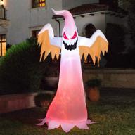 👻 vivohome 8ft halloween inflatable white ghost with red rotating led lights: spooky outdoor yard decoration logo