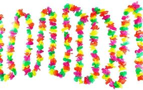 img 2 attached to Vibrant 100-Foot Tropical Garland Flower Hula Leis for Party Decorations, Birthdays, Events, and Festivals