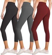 👖 3-pack high-waisted tummy control black capri leggings for women - butt lift workout yoga pants logo