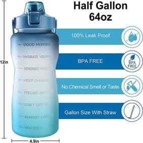 img 3 attached to 💧 Stay Hydrated On-the-Go with our 64oz Leakproof Free Drinking Water Bottle - Navy/Green Gradient