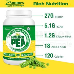 img 2 attached to 🌱 Zammex Pea Protein Powder (2.62lb): Premium Organic Pea Protein 27g, Canada Sourced, Vegan, Plant Based, Dairy & Gluten & Soy & Sugar Free, Non-GMO with BCAA - Easy to Digest, Unflavored