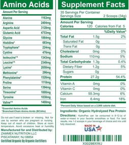 img 3 attached to 🌱 Zammex Pea Protein Powder (2.62lb): Premium Organic Pea Protein 27g, Canada Sourced, Vegan, Plant Based, Dairy & Gluten & Soy & Sugar Free, Non-GMO with BCAA - Easy to Digest, Unflavored