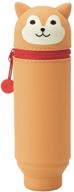 🐶 lihit lab punilabo shiba dog stand up pen case (pen holder), 2.4"x 7.8" - a7712-2 logo