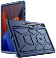 🐢 poetic turtleskin series samsung galaxy tab s7 plus case with s pen holder, 12.4 inch sm-t970/t975/t976 (2020 release) - heavy duty shockproof kids friendly silicone cover, navy blue logo