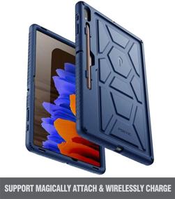 img 1 attached to 🐢 Poetic TurtleSkin Series Samsung Galaxy Tab S7 Plus Case with S Pen Holder, 12.4 inch SM-T970/T975/T976 (2020 Release) - Heavy Duty Shockproof Kids Friendly Silicone Cover, Navy Blue